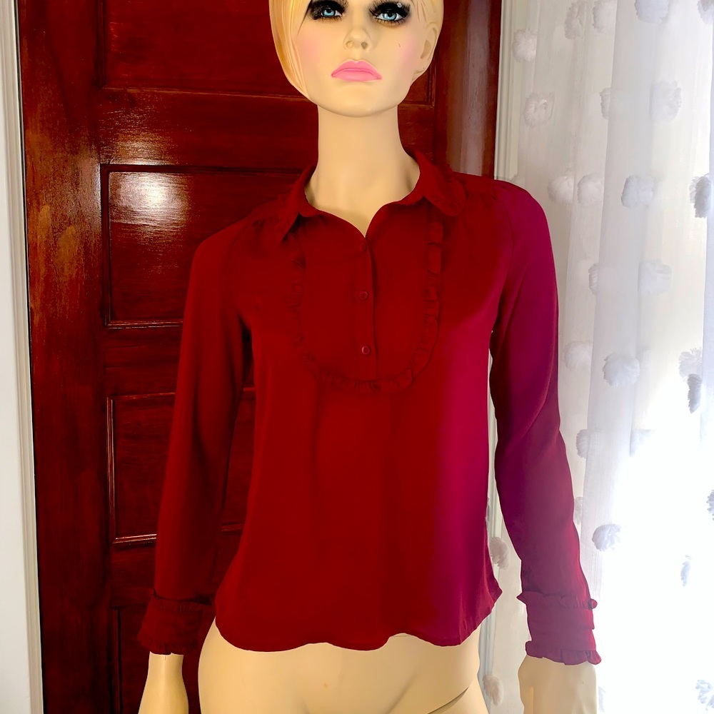Sheer burgundy blouse